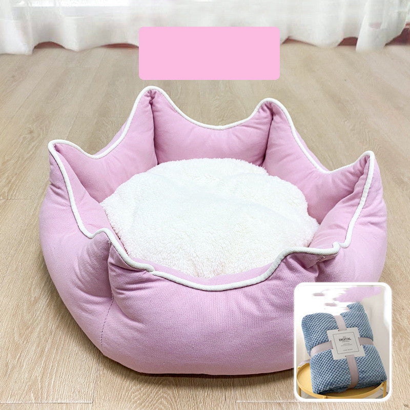 KFX-4216637 Cozy Removable Cat Litter Bed with Washable Blanket for All Seasons