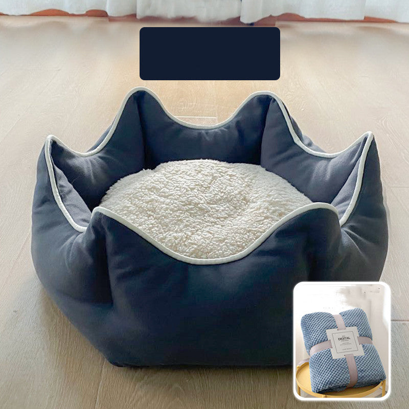 KFX-4216637 Cozy Removable Cat Litter Bed with Washable Blanket for All Seasons