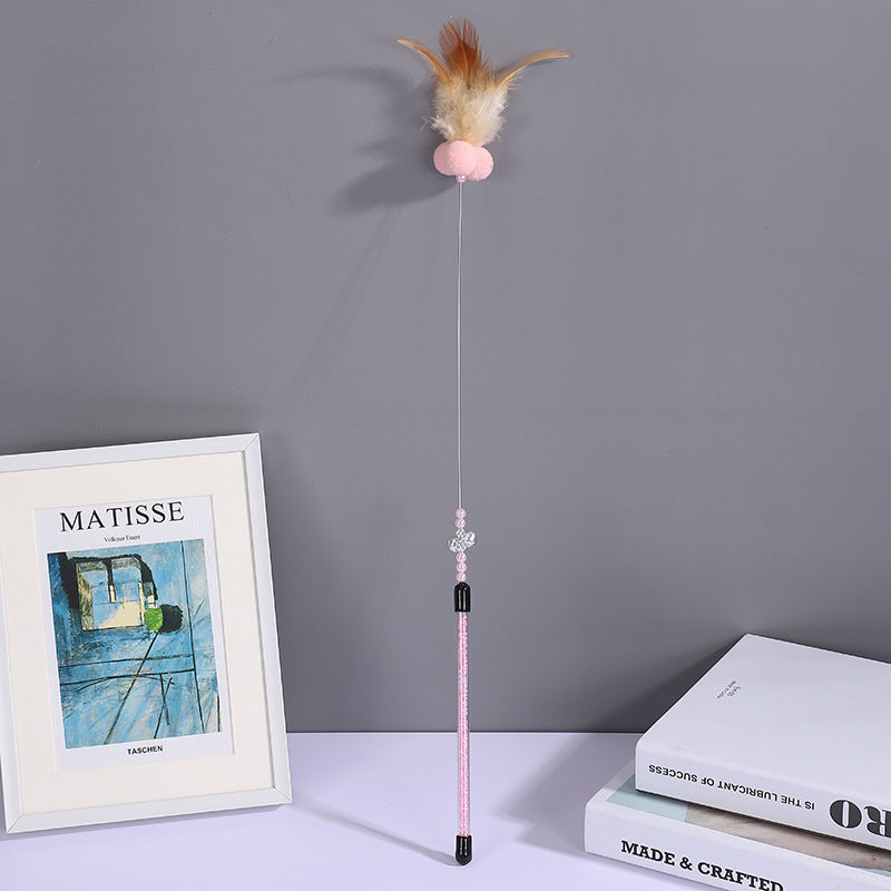 KFX-4217405 Cat Playing Rod with Glutinous Rice Ball, Steel Wire Teaser, 60cm Length, Multiple Colors Available
