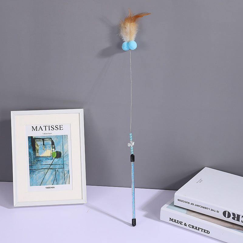 KFX-4217405 Cat Playing Rod with Glutinous Rice Ball, Steel Wire Teaser, 60cm Length, Multiple Colors Available