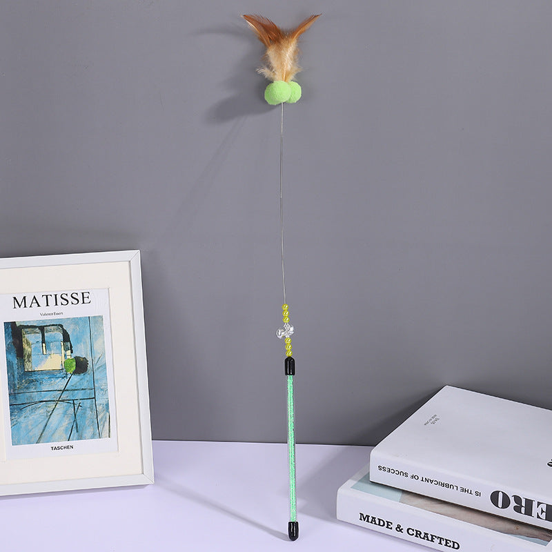 KFX-4217405 Cat Playing Rod with Glutinous Rice Ball, Steel Wire Teaser, 60cm Length, Multiple Colors Available