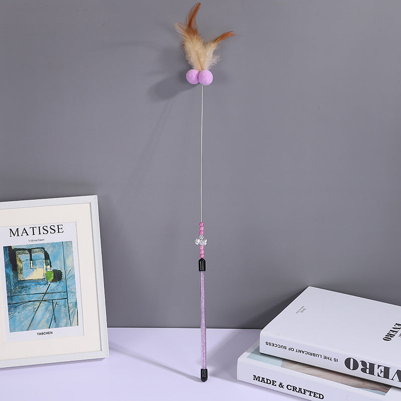 KFX-4217405 Cat Playing Rod with Glutinous Rice Ball, Steel Wire Teaser, 60cm Length, Multiple Colors Available