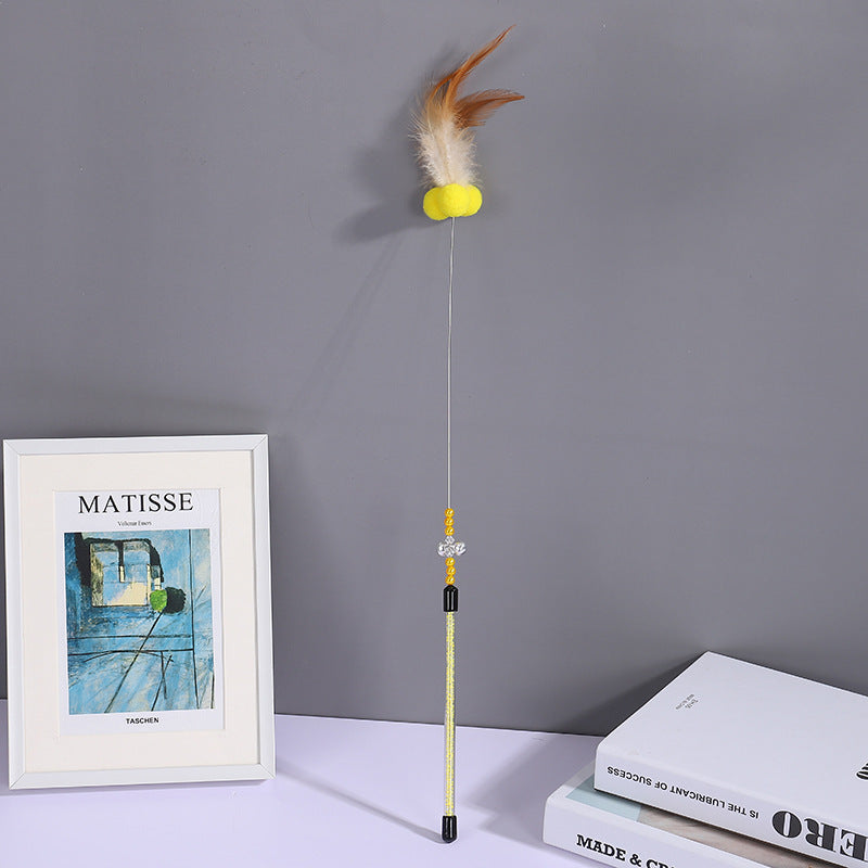 KFX-4217405 Cat Playing Rod with Glutinous Rice Ball, Steel Wire Teaser, 60cm Length, Multiple Colors Available