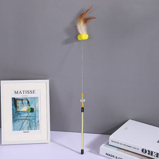 KFX-4217405 Cat Playing Rod with Glutinous Rice Ball, Steel Wire Teaser, 60cm Length, Multiple Colors Available