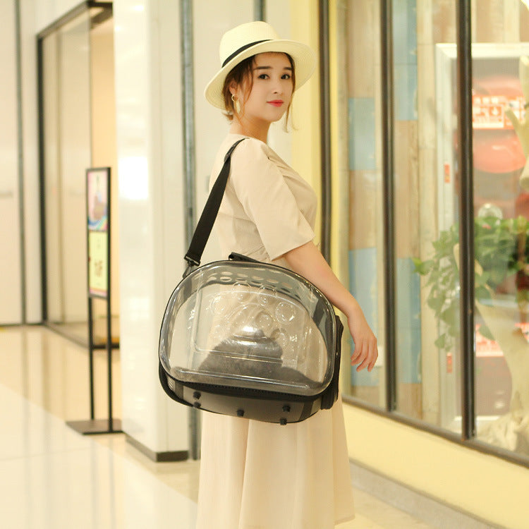KFX-4218813 Foldable Transparent Pet Handbag for Small Dogs and Cats, Waterproof EVA Material, Lightweight Design