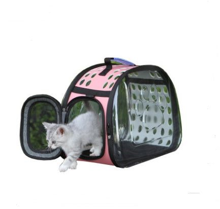 KFX-4218813 Foldable Transparent Pet Handbag for Small Dogs and Cats, Waterproof EVA Material, Lightweight Design