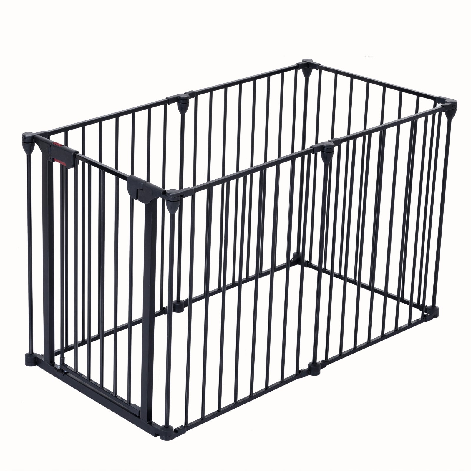KFX-4219837 150-Inch Adjustable Safety Gate with Walk-Through Door for Pets and Kids, Metal Enclosure for Fireplaces and Play Areas