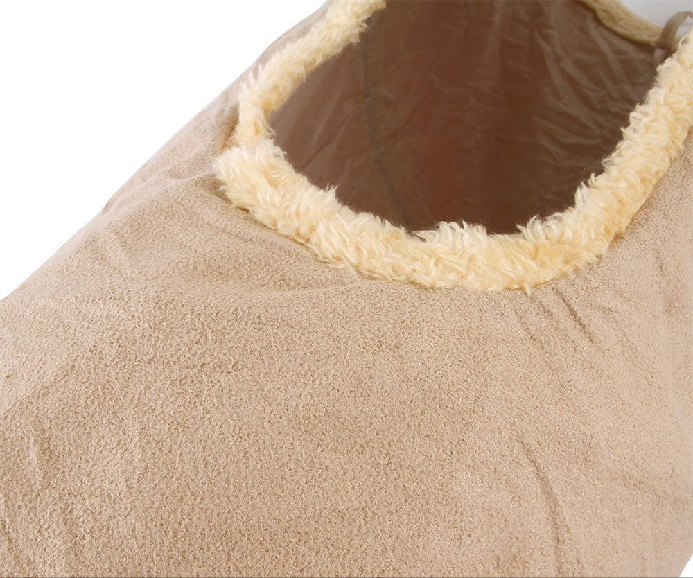 KFX-4221629 Packable Folding Suede Cat Channel Toy in Khaki and Grey