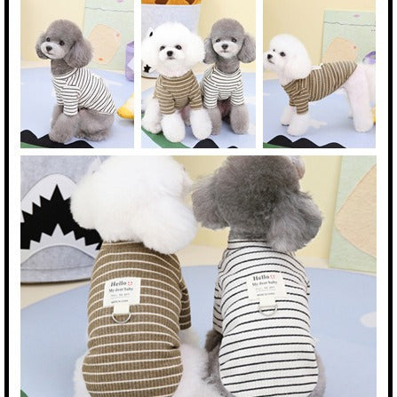 KFX-4222141 Brown and White Striped Cotton Casual Shirt for Puppies - Available in S, M, L, XL, XXL