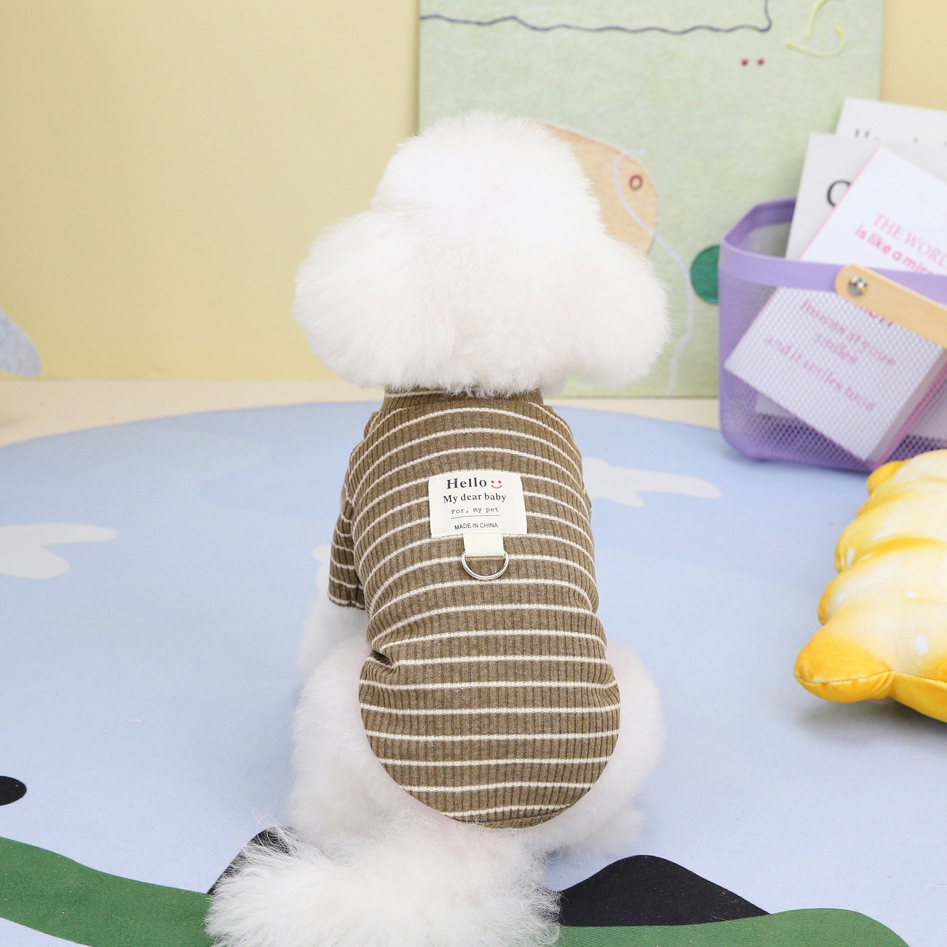 KFX-4222141 Brown and White Striped Cotton Casual Shirt for Puppies - Available in S, M, L, XL, XXL