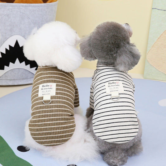 KFX-4222141 Brown and White Striped Cotton Casual Shirt for Puppies - Available in S, M, L, XL, XXL