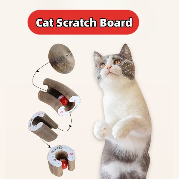 KFX-4222525 Interactive Foldable Cat Scratch Board with Bell – Corrugated Paper Cat Climbing Toy
