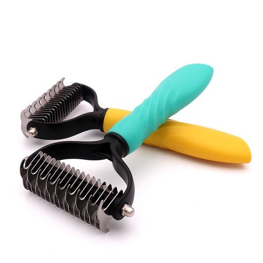 KFX-4223805 Pet Grooming Tool for Cats & Dogs - Hair Shedding & Dematting Comb with Ergonomic Grip, Stainless Steel Teeth