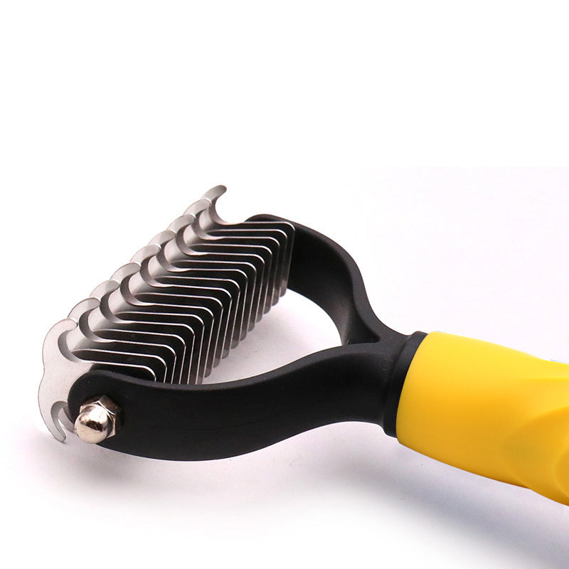 KFX-4223805 Pet Grooming Tool for Cats & Dogs - Hair Shedding & Dematting Comb with Ergonomic Grip, Stainless Steel Teeth