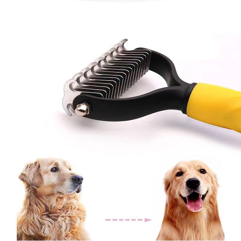 KFX-4223805 Pet Grooming Tool for Cats & Dogs - Hair Shedding & Dematting Comb with Ergonomic Grip, Stainless Steel Teeth