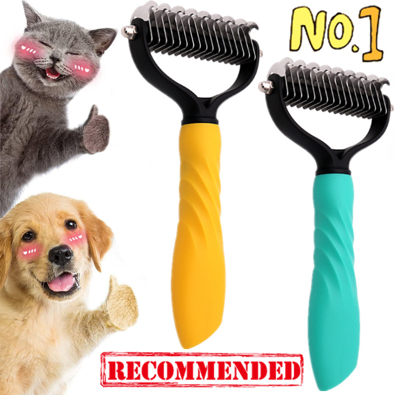 KFX-4223805 Pet Grooming Tool for Cats & Dogs - Hair Shedding & Dematting Comb with Ergonomic Grip, Stainless Steel Teeth