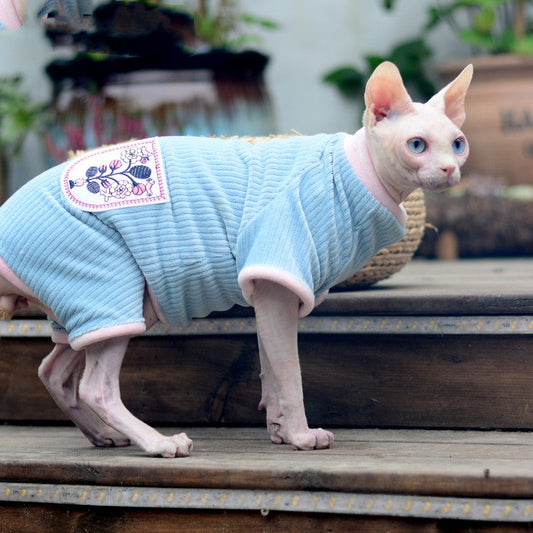 KFX-4224701 Warm Double-Sided Fleece Clothing for Hairless Cats in Multiple Colors and Sizes