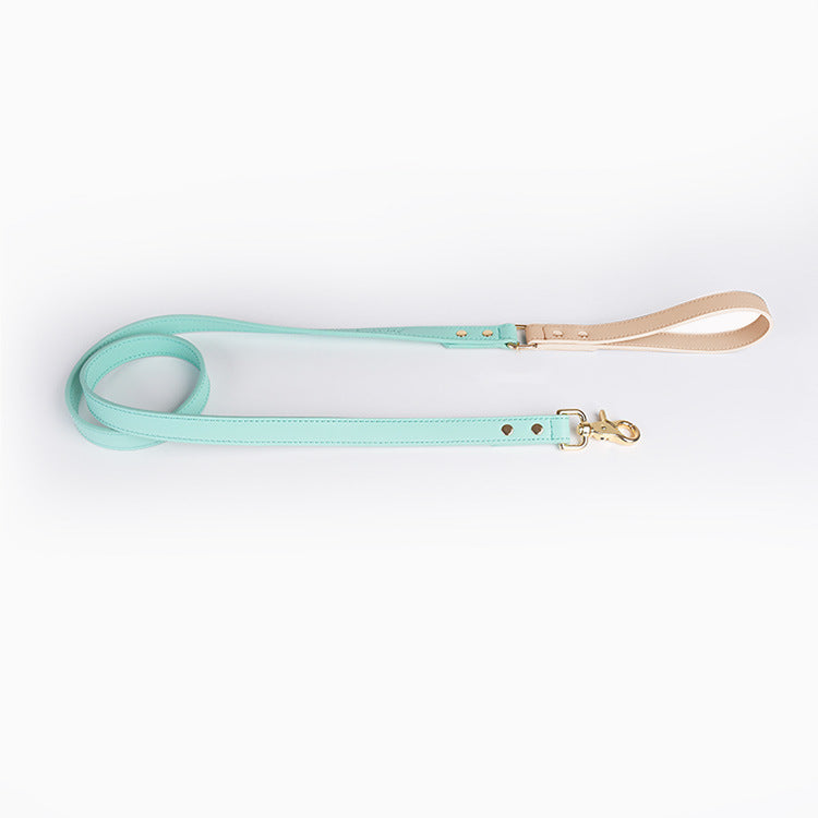 KFX-4226109 Leather Pet Dog Leash and Collar Set for Small, Medium, and Large Dogs