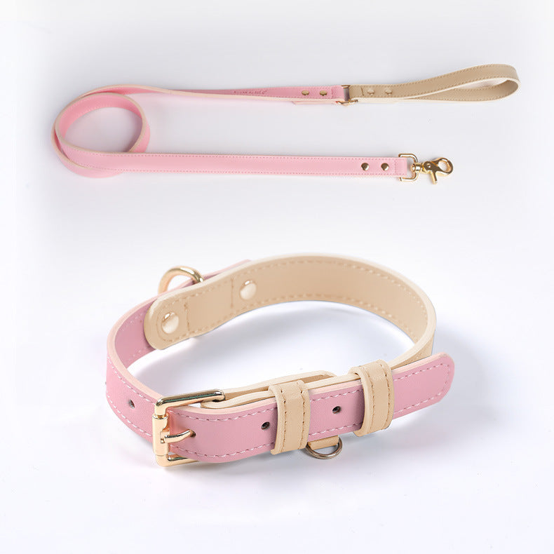 KFX-4226109 Leather Pet Dog Leash and Collar Set for Small, Medium, and Large Dogs