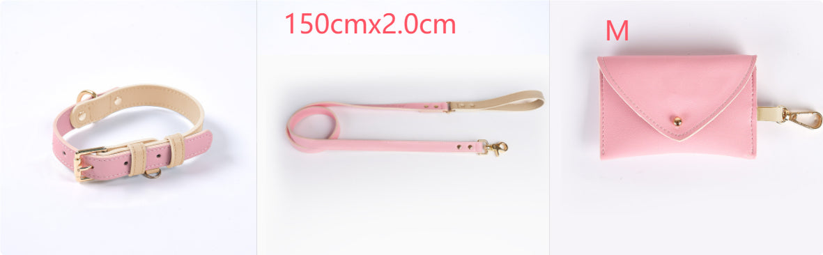 KFX-4226109 Leather Pet Dog Leash and Collar Set for Small, Medium, and Large Dogs