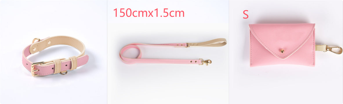 KFX-4226109 Leather Pet Dog Leash and Collar Set for Small, Medium, and Large Dogs