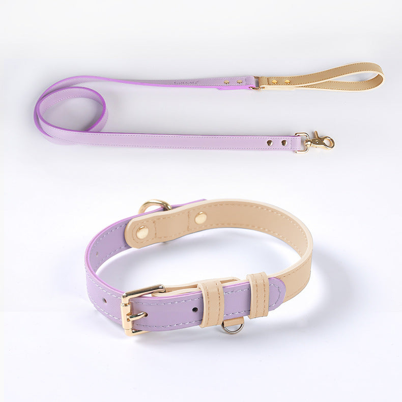 KFX-4226109 Leather Pet Dog Leash and Collar Set for Small, Medium, and Large Dogs