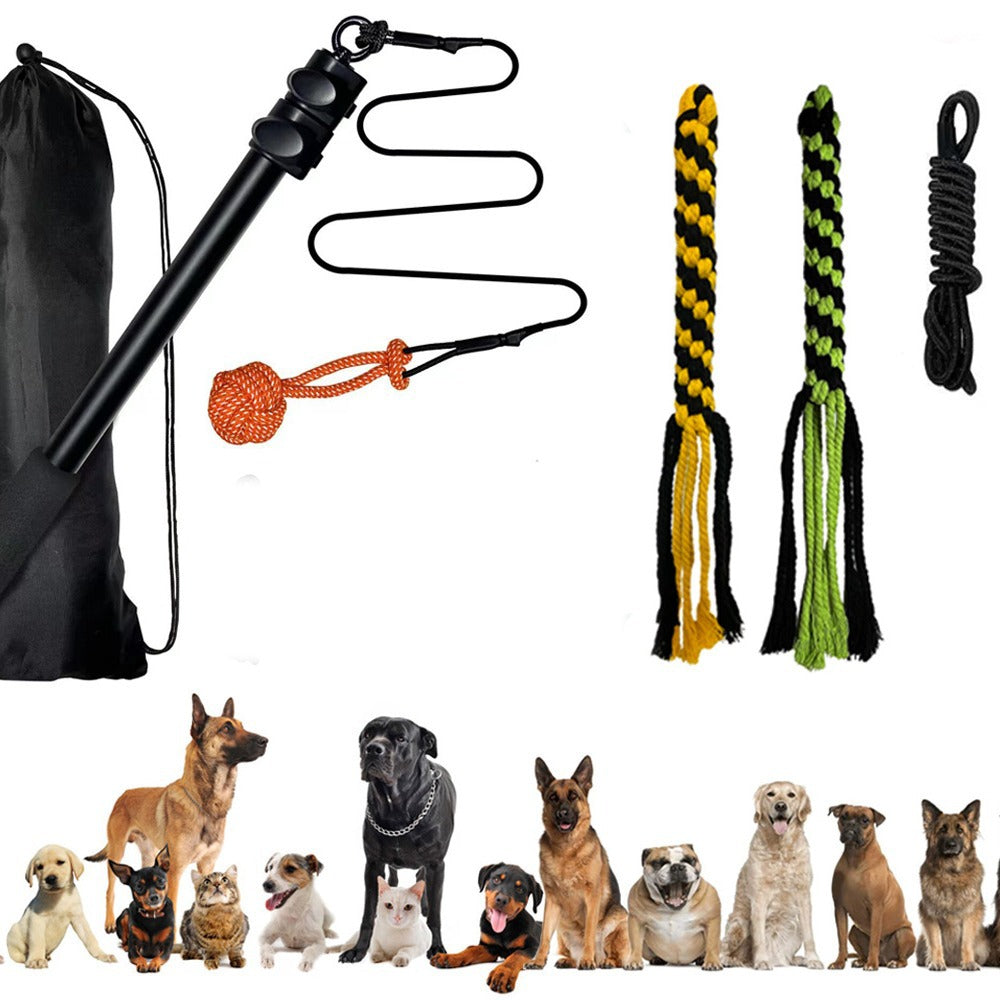 KFX-4227133 Retractable Dog Training Stick with Non-Slip Handle and Replaceable Toys