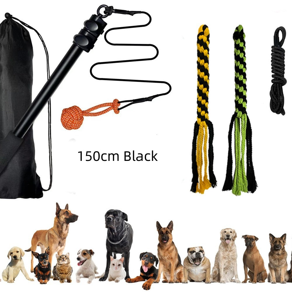 KFX-4227133 Retractable Dog Training Stick with Non-Slip Handle and Replaceable Toys
