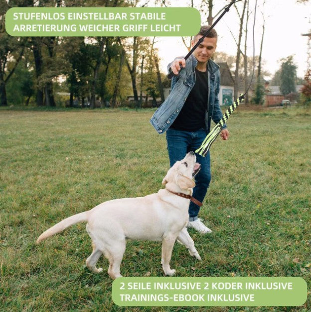 KFX-4227133 Retractable Dog Training Stick with Non-Slip Handle and Replaceable Toys