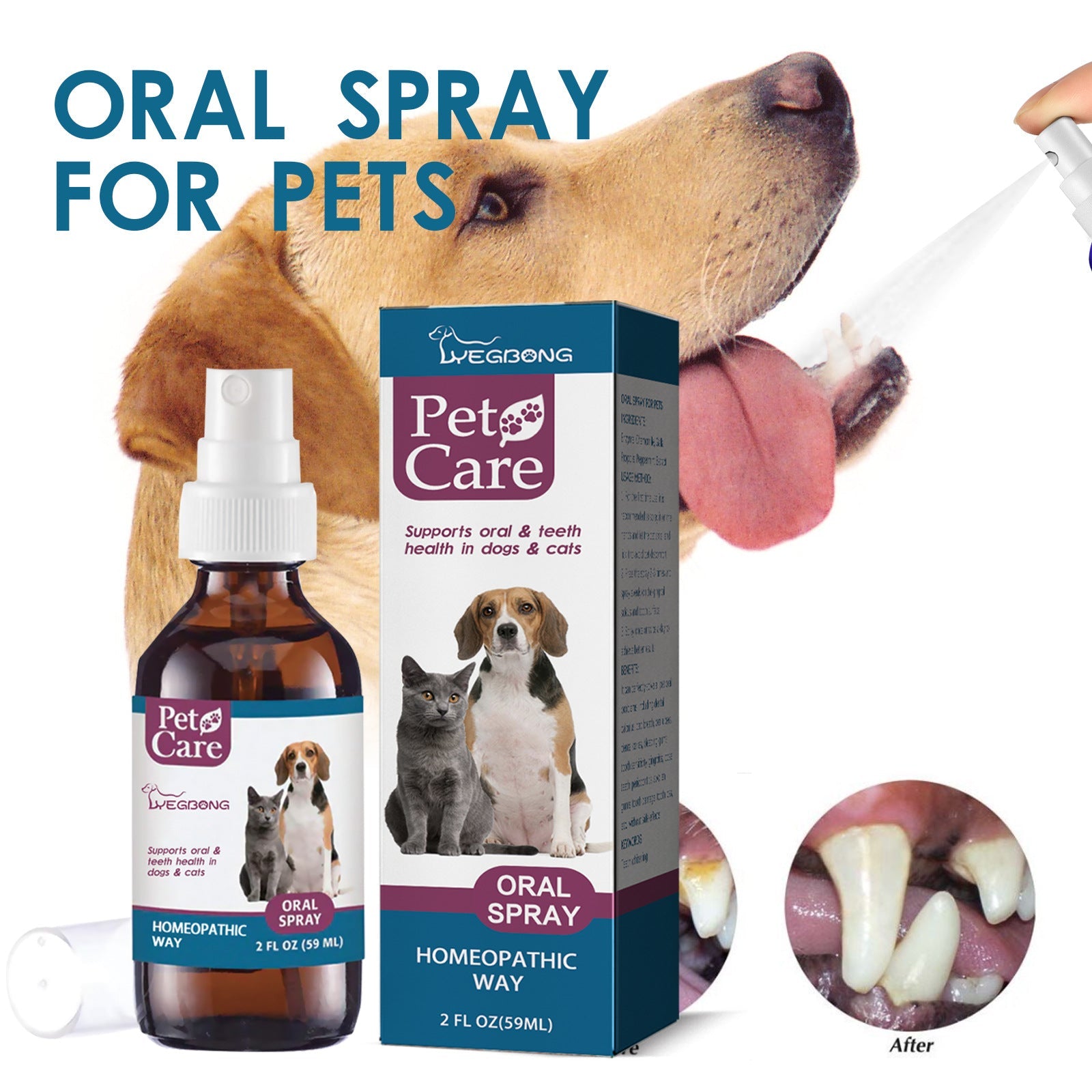 KFX-4229949 Pet Oral Cleaning Spray for Tartar Control and Fresh Breath, 59ml