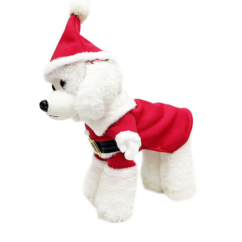 KFX-4233149 Festive Dog Sweatshirt with Hat - Christmas Apparel in Red and Green, Available in Multiple Sizes