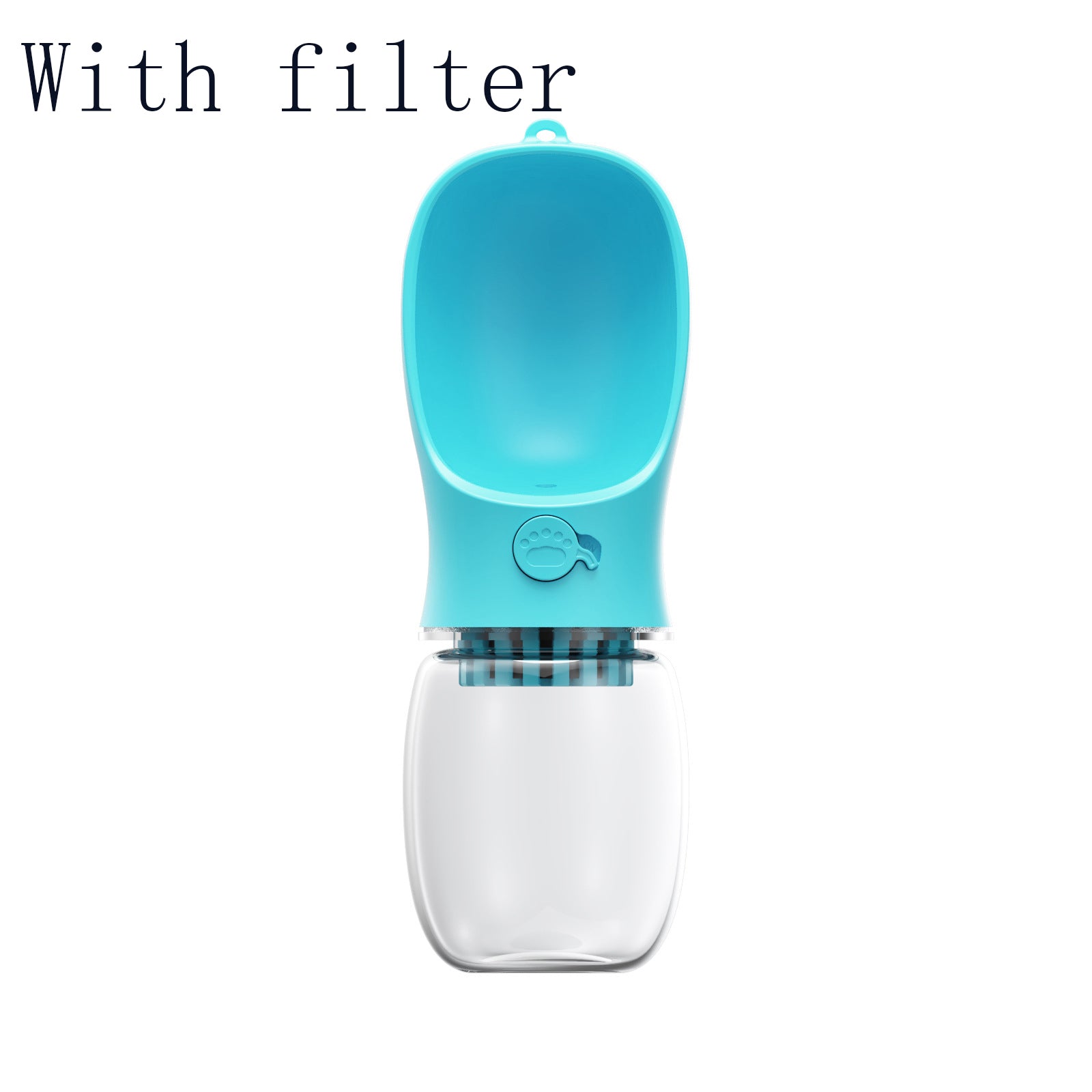 KFX-4233917 Portable Dog Water Bottle with Anti-Bacterial Material and One-Touch Waterproof Design, 350ml Blue