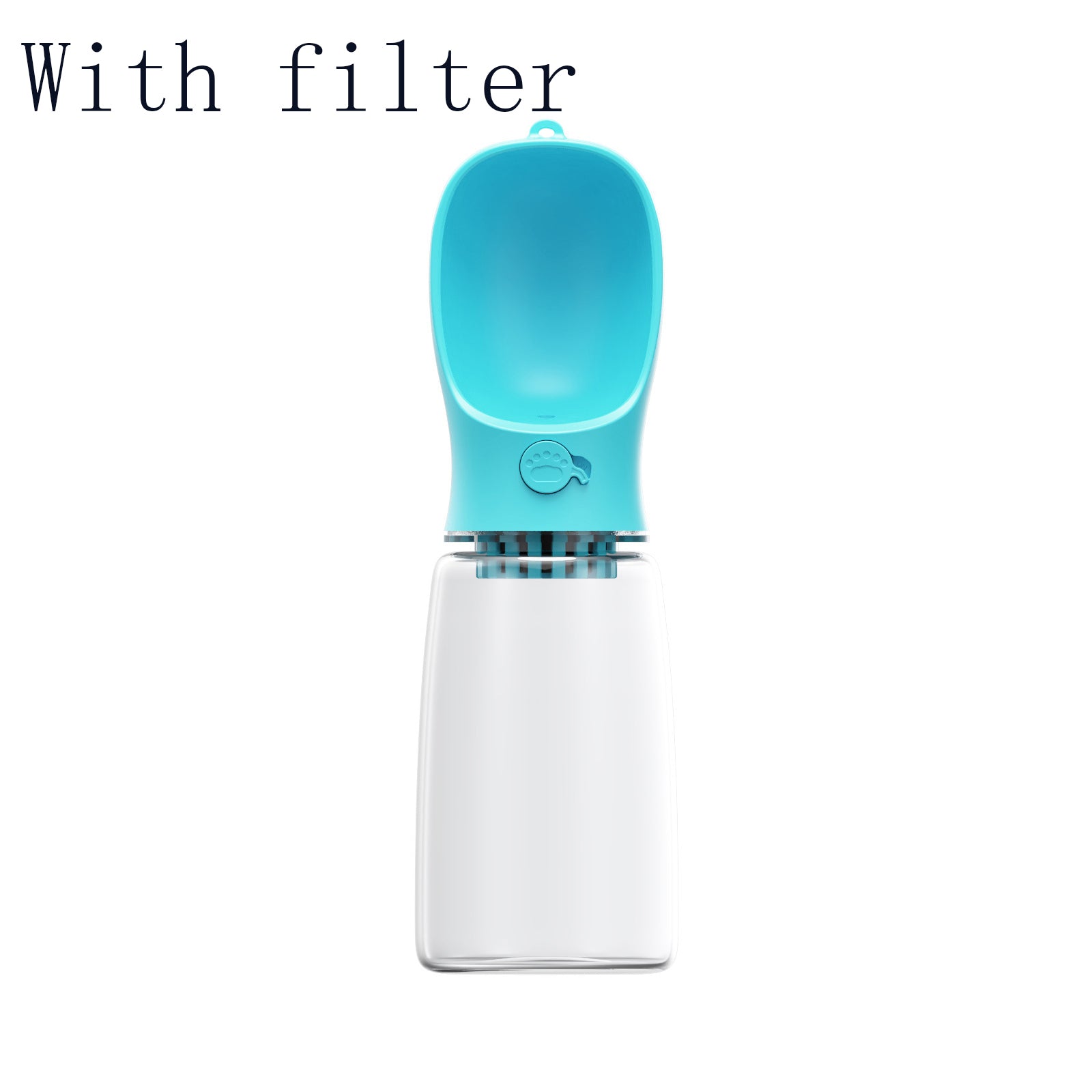 KFX-4233917 Portable Dog Water Bottle with Anti-Bacterial Material and One-Touch Waterproof Design, 350ml Blue