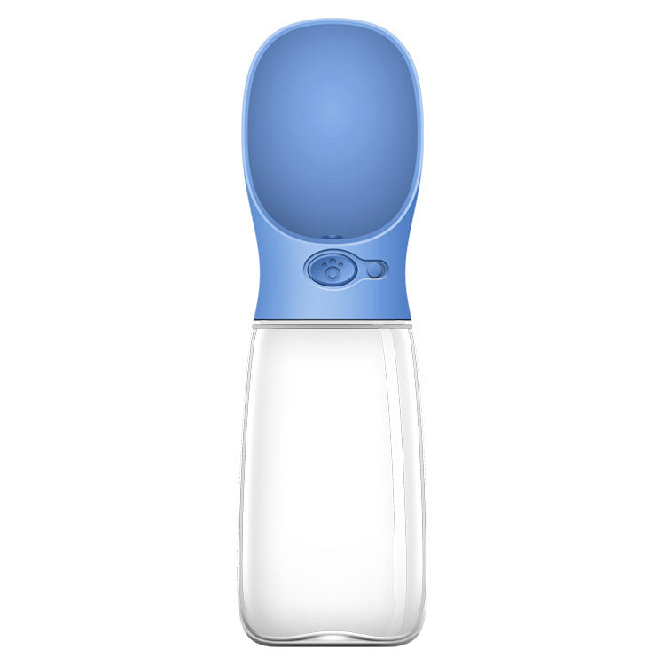 KFX-4233917 Portable Dog Water Bottle with Anti-Bacterial Material and One-Touch Waterproof Design, 350ml Blue