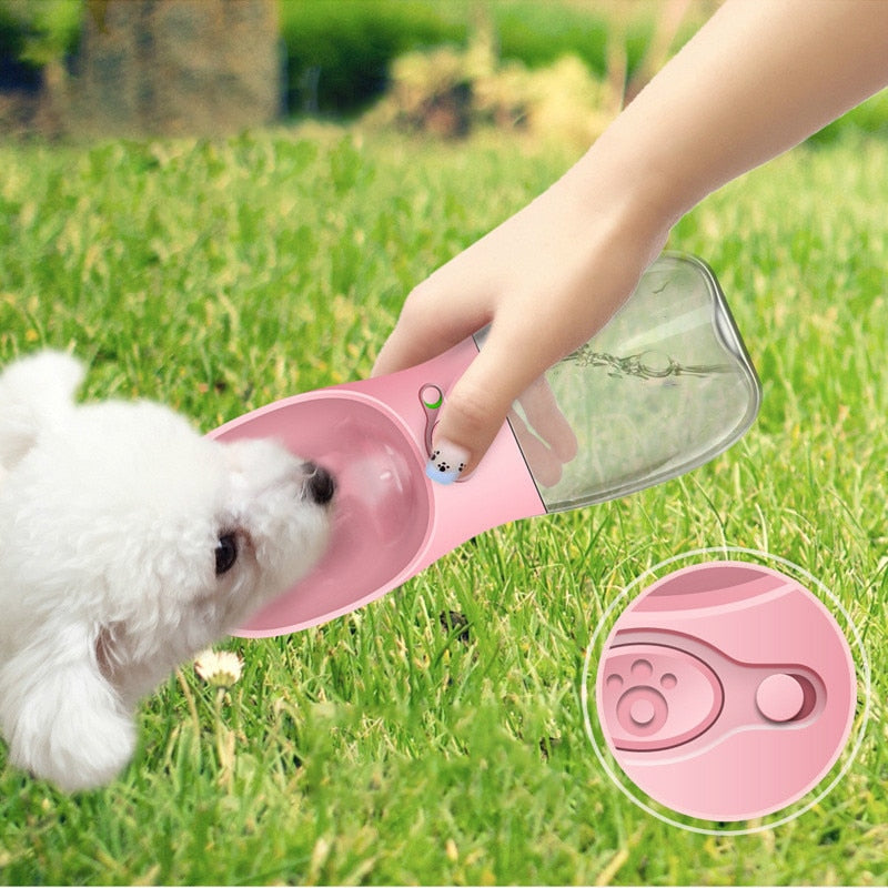 KFX-4233917 Portable Dog Water Bottle with Anti-Bacterial Material and One-Touch Waterproof Design, 350ml Blue