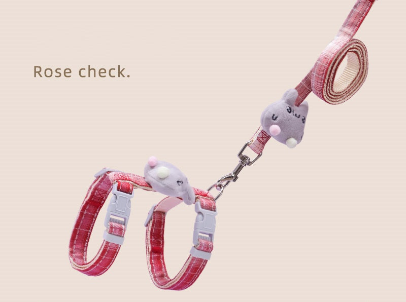 KFX-4237117 Adjustable Anti-Breakout Cat Leash with Chest Strap for Small Pets