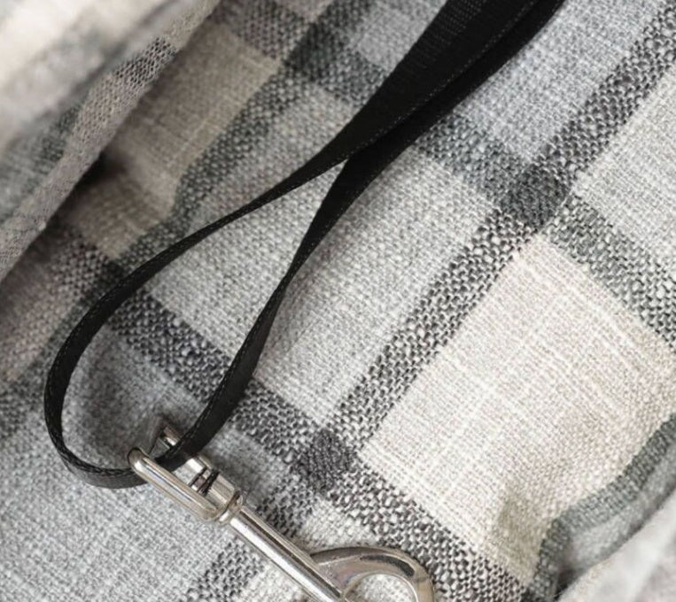 KFX-4240061 Breathable Travel Pet Bag with Mesh Strap and Plaid or Blue Ribbon Design