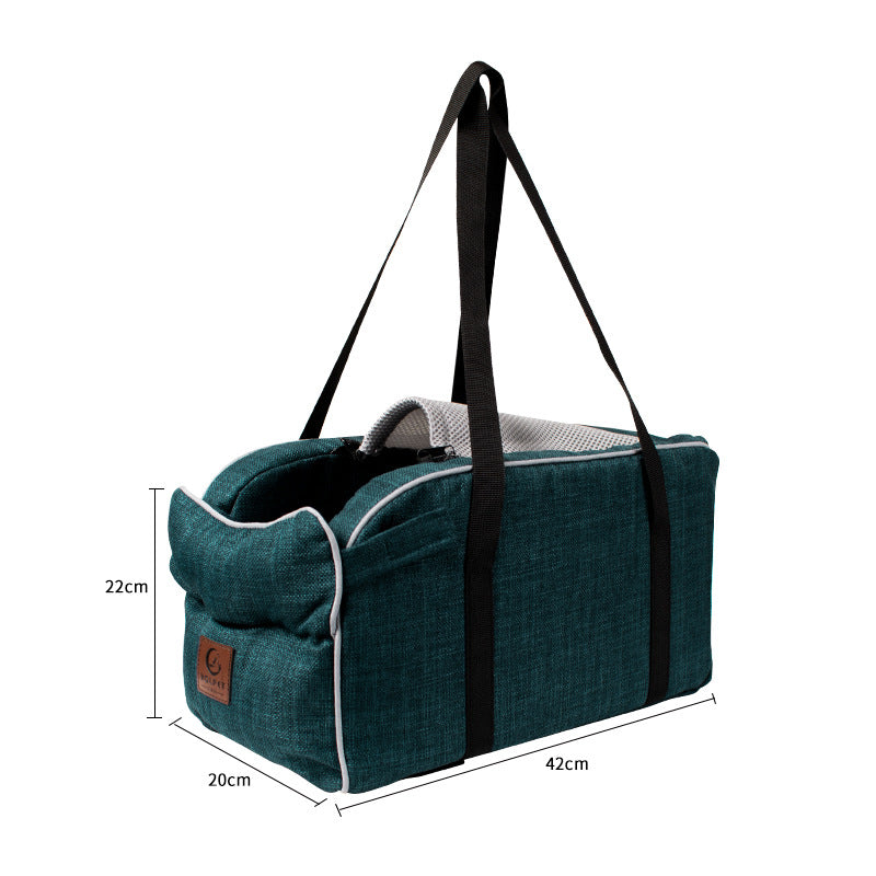 KFX-4240061 Breathable Travel Pet Bag with Mesh Strap and Plaid or Blue Ribbon Design