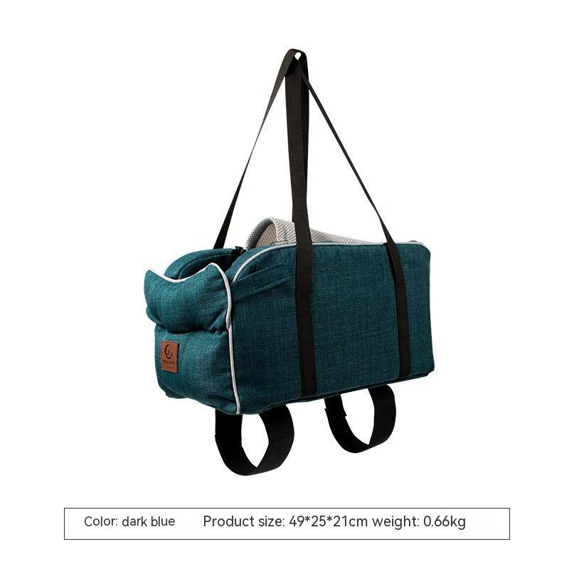 KFX-4240061 Breathable Travel Pet Bag with Mesh Strap and Plaid or Blue Ribbon Design