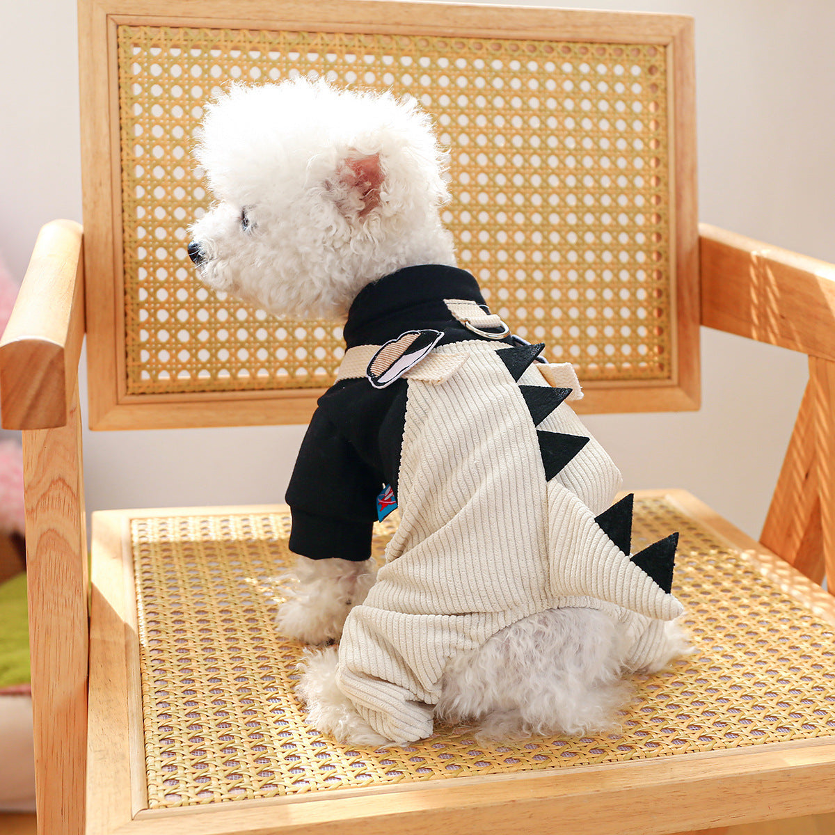 KFX-4244157 Casual Khaki Cartoon Dog Suspender Trousers in Various Sizes