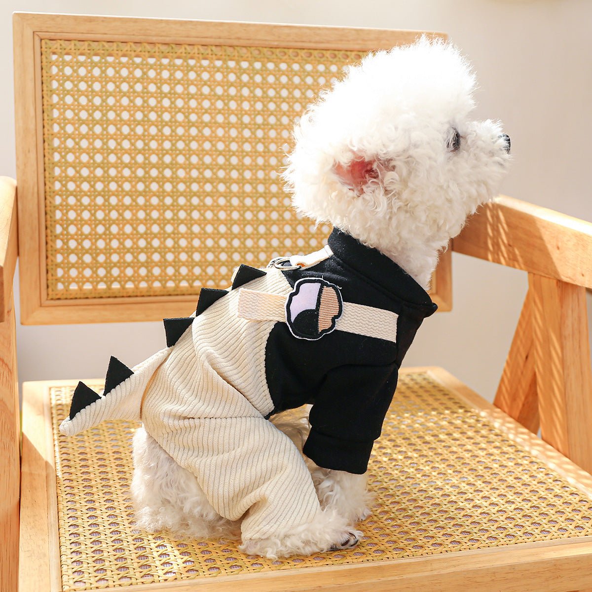 KFX-4244157 Casual Khaki Cartoon Dog Suspender Trousers in Various Sizes