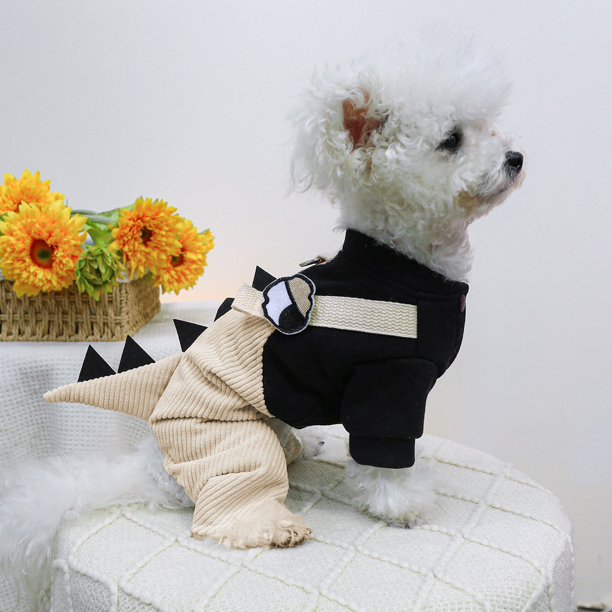 KFX-4244157 Casual Khaki Cartoon Dog Suspender Trousers in Various Sizes