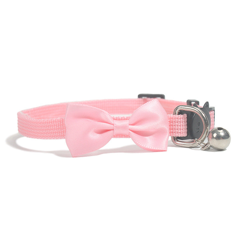 KFX-4245565 Multicolor Adjustable Pet Bowknot Collar with Safety Buckle and Bell for Cats