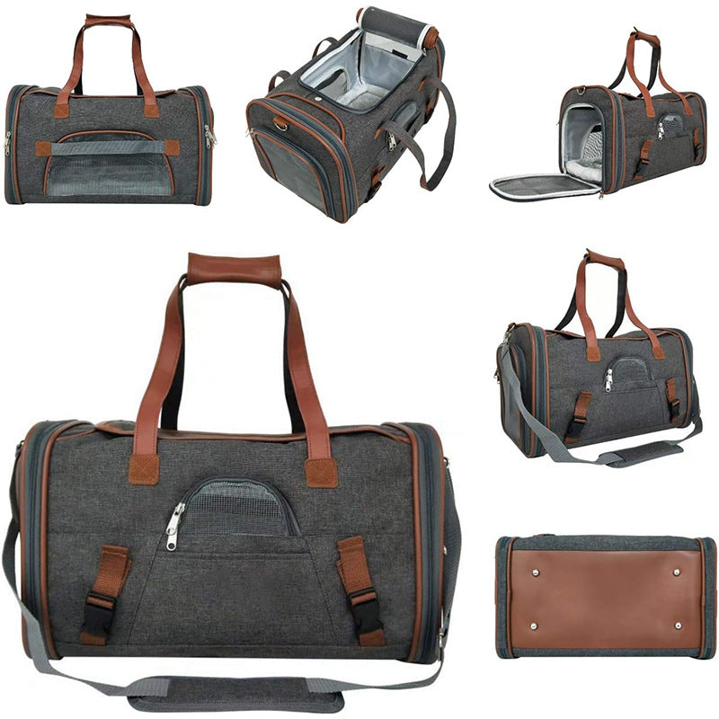 KFX-4245821 Large Capacity Waterproof Portable Pet Bag - 20-35L, Medium Soft Oxford Material, Available in Dark Gray, Light Gray, and Rose Red