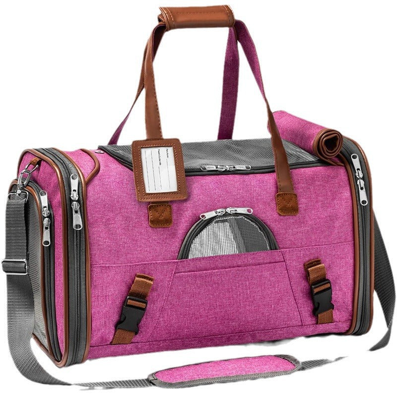 KFX-4245821 Large Capacity Waterproof Portable Pet Bag - 20-35L, Medium Soft Oxford Material, Available in Dark Gray, Light Gray, and Rose Red