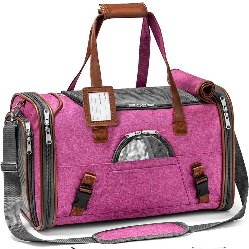 KFX-4245821 Large Capacity Waterproof Portable Pet Bag - 20-35L, Medium Soft Oxford Material, Available in Dark Gray, Light Gray, and Rose Red