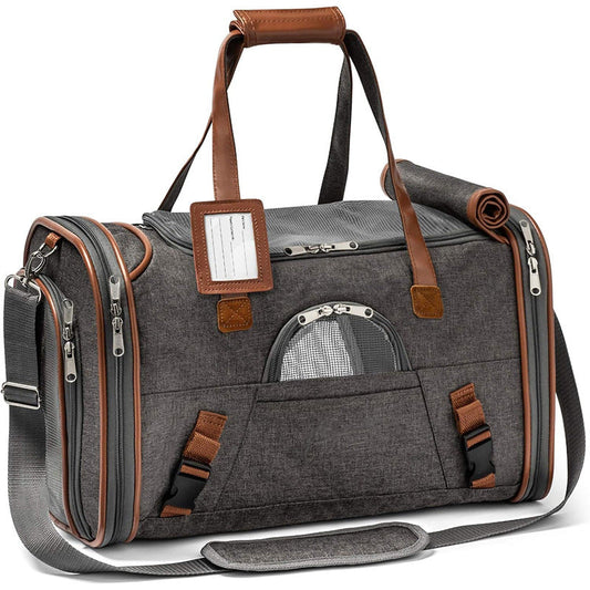 KFX-4245821 Large Capacity Waterproof Portable Pet Bag - 20-35L, Medium Soft Oxford Material, Available in Dark Gray, Light Gray, and Rose Red