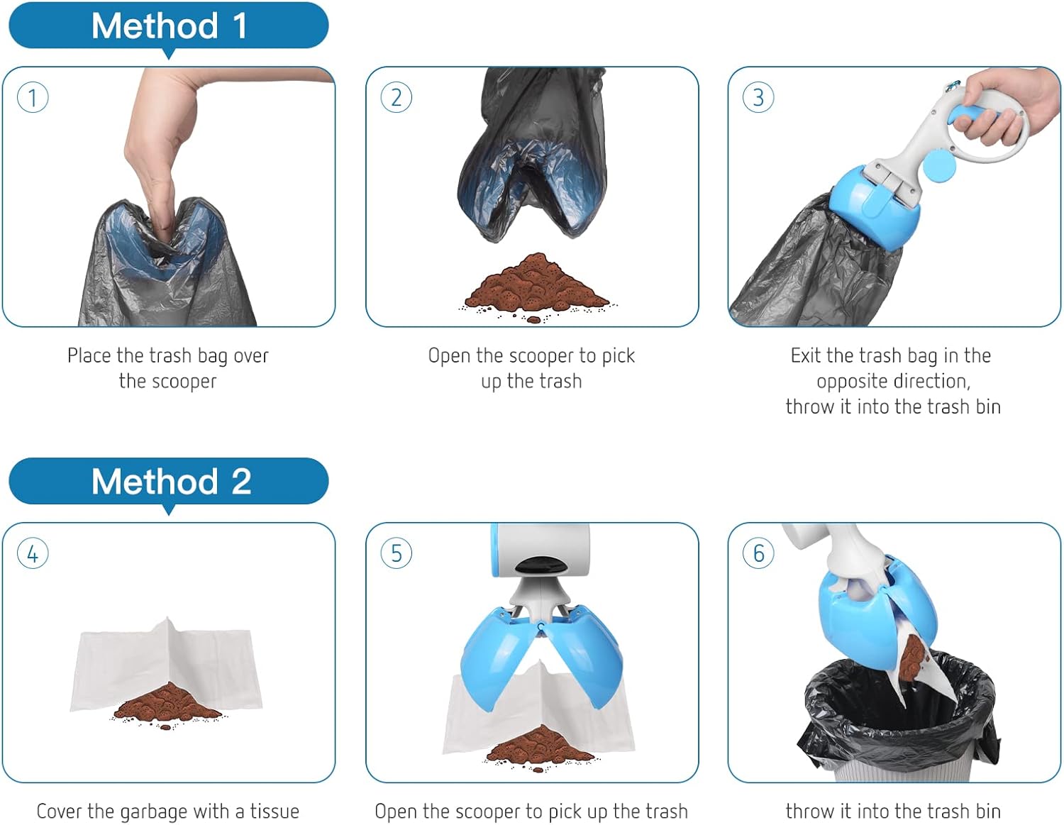 KFX-4246845 Durable Pooper Scooper for Dogs and Cats with Trash Bag Holder, Heavy-Duty ABS Material for Easy Cleanup