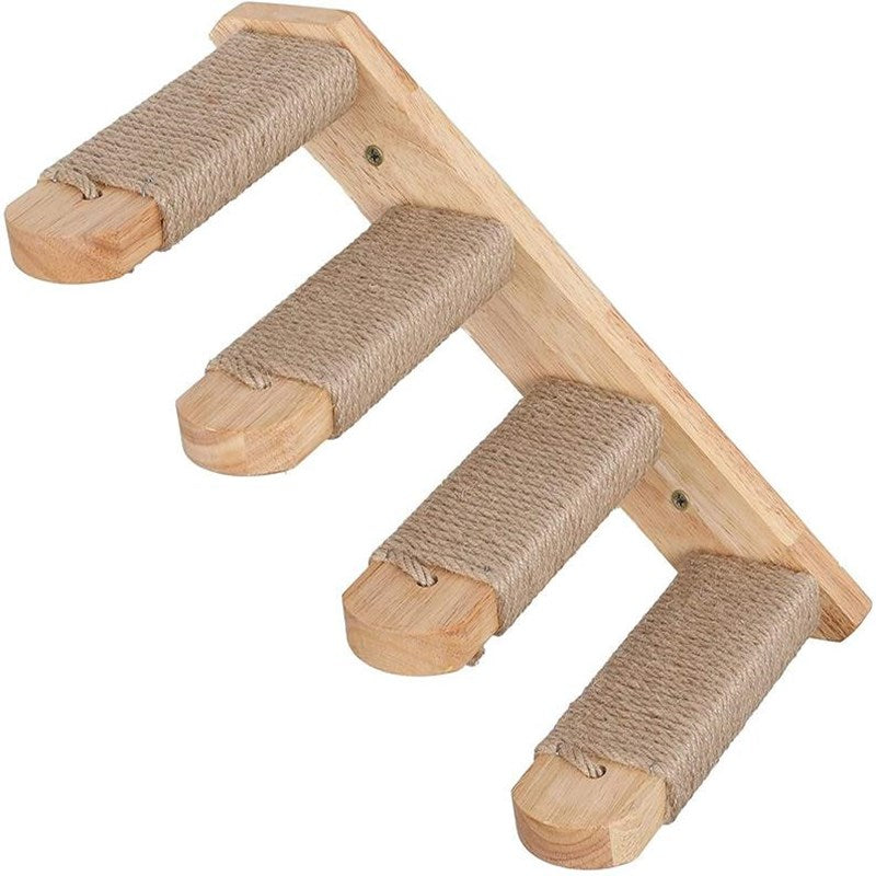 KFX-4247741 Multi-Layer Wooden Cat Wall Ladder - Pine Springboard Stairs for Play and Climbing