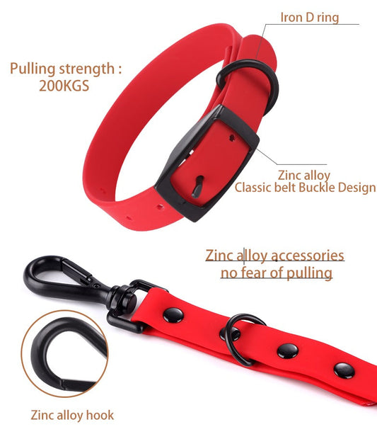 KFX-4249149 Pet Silicone Collar and Leash Set for Small and Large Dogs, Waterproof and Easy to Clean